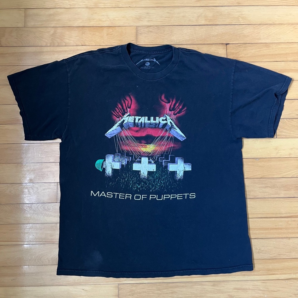 Metallica Master of Puppets Graphic T-Shirt Black XL Double Sided Tracklist Back
